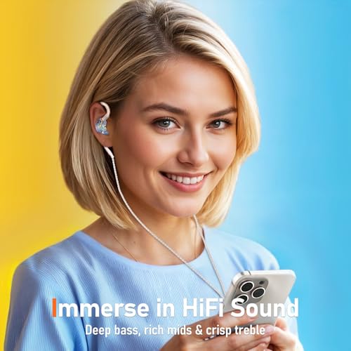 Audiovance Vibes 202ML HiFi Wired Earbuds for iPhone 14/13/12/11/X, Pro Max - color: 8-Light Blue