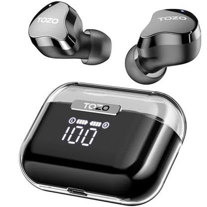 TOZO T18 AI Translation Wireless Earbuds Realtime IPX8 Bluetooth Headphones - color: Dark Black
