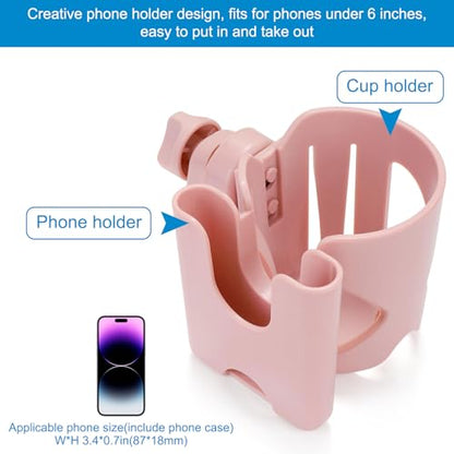 Accmor Stroller Cup Holder, Cup Holder for Walker Bike Wheelchair - color: Cup Phone Holder-Pink