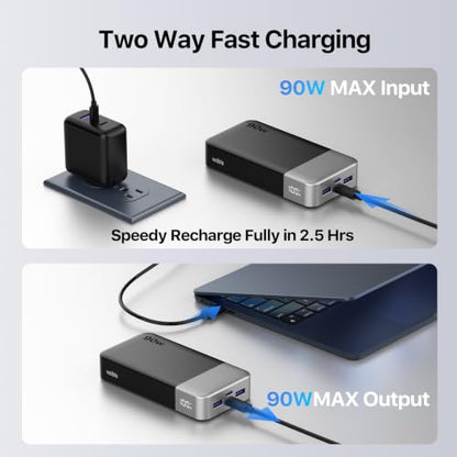 NOBIS Portable Charger 20000mAh 90W Laptop Power Bank - color: Black