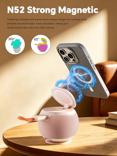 Bluetooth Speaker with Wireless Charging Stand, Pink - color: Pink