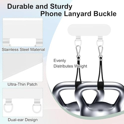 uxcell Double Ear Stainless Steel Clip Phone Lanyard Tab Ultra-Thin Phone - color: White