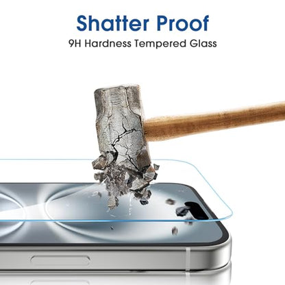amFilm OneTouch for iPhone 16 Screen Protector 6.1'' Tempered Glass - size: IPH16-6.1”