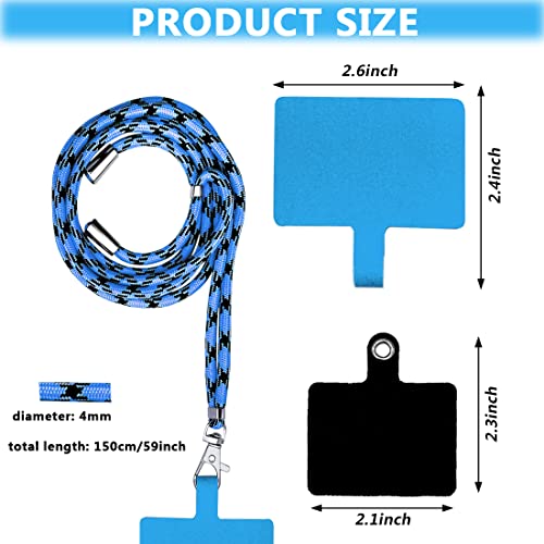 4 Pack Universal Phone Lanyard, Adjustable Nylon Neck Strap Cell Phone Crossbody Lanyards Straps + 6 Pcs Phone Patches, Detachable Strap Safety Tether & Pads for Most Smartphone, Pink/Black/Grey/Blue - color: Black,grey,blue,pink