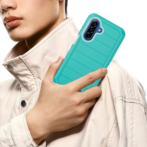 for Samsung Galaxy A17 Case with Belt Clip Holster & Kickstand, Heavy Duty 3-Layer Military Grade Rugged Full Body Protection Cover Case for Galaxy A17 5G (Teal) - color: Teal