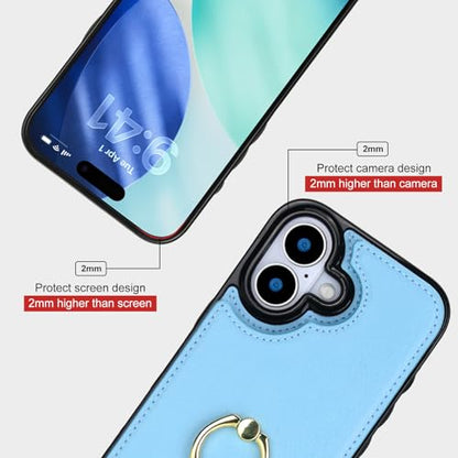 Folosu for iPhone 17 Case Wallet with Card Holder,Finger Ring Cover Blue - color: Blue