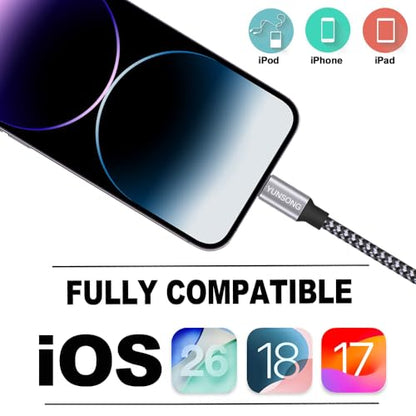 iPhone Charger, 3Pack 6FT Nylon Braided Lightning Cable Fast Charging Cord