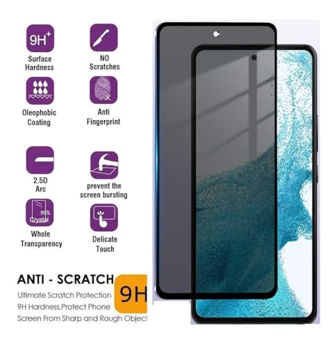 [2+2 Pack Privacy Screen Protector for Samsung Galaxy A15 5G 6.5 inch, Tempered Glass Saver With Camera Lens Protector, Anti Spy Anti Scratch Shatterproof Black Film Shield for Galaxy A15 - size: A15