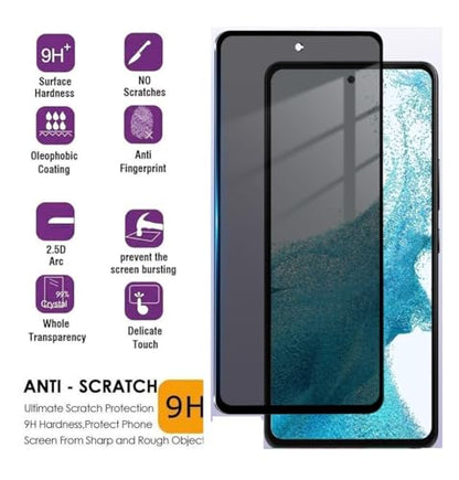 [2 Pack] for Samsung Galaxy A54 5G Privacy Screen Protector Tempered Glass, Anti Spy Black Protect Film Shield for Galaxy A54 6.4 inch, S23 FE, Anti Scratch, Case Friendly, Bubble Free, Easy - size: A54