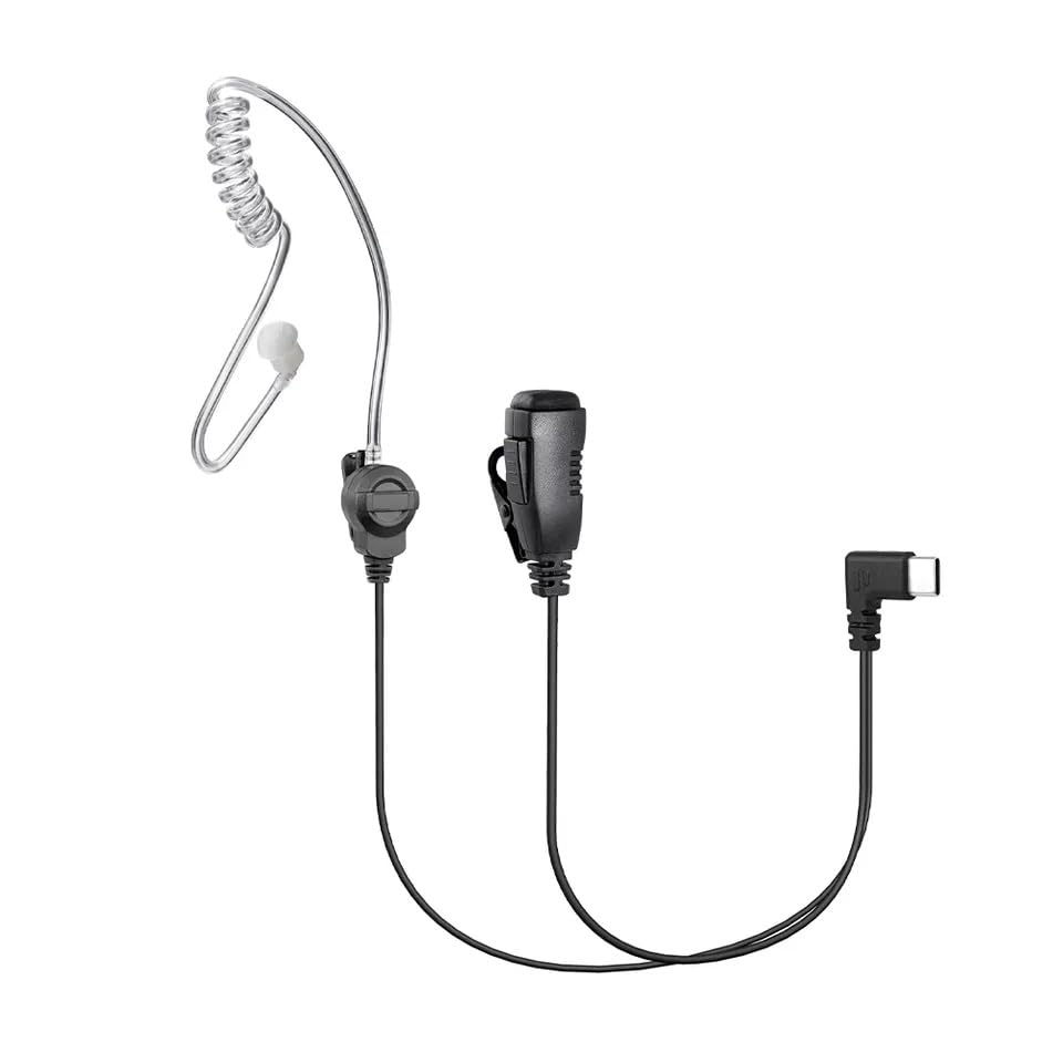 PTT Earpiece USB C - Earbuds with PTT Button and Mic (for Teams, Zello, and Other Walkie Talkie Apps on Android/iOS Smartphones) - style: Single USB C (1-pack)
