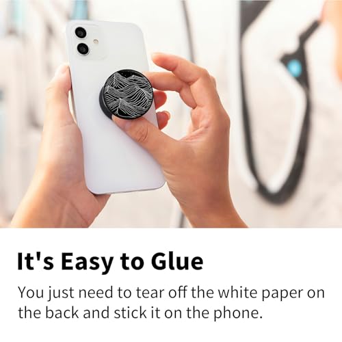 2 Pack Cell Phone Grip with Expanding Kickstand, White Mountain Range - color: Black White Mountain Range