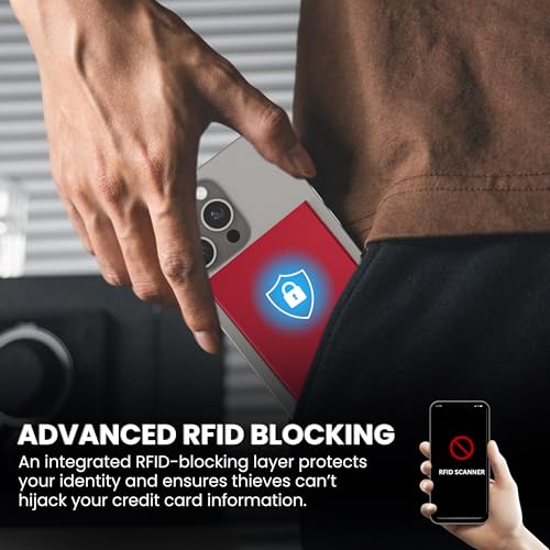 CODE 118 Wallet for Men - Slim Minimalist Aluminum Magnetic Card Holder - RFID Blocking Front Pocket Mag Safe Wallet with Strong Magnet Attachment (Thermal Red) - color: Thermal Red