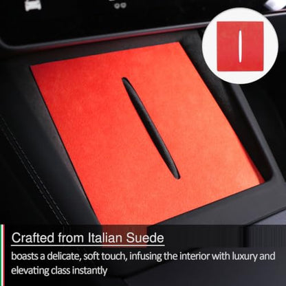 Suede Wireless Charger Pad for Tesla Model 3 24-26 Model Y 25-26 Red - color: Red