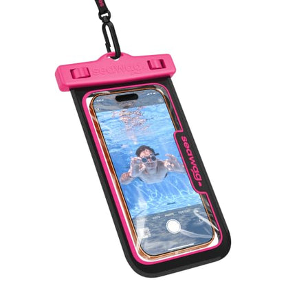 SEAWAG Next Waterproof Phone Pouch, IPX8 Dry Bag for iPhone 16 15 14 13 Pro Max & Samsung Galaxy S25 S24 — Underwater Case, Full Touchscreen, Lanyard, Beach Pool Snorkeling, 1 Pack Pink - color: 1Pack Pink