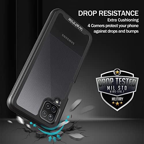 Compatible with Samsung Galaxy A12 Case, Built in Screen Protector Full Body Shockproof Slim Fit Bumper Protective Phone Cover for Samsung A12 Men Women-Black/Clear - size: Samsung A12
