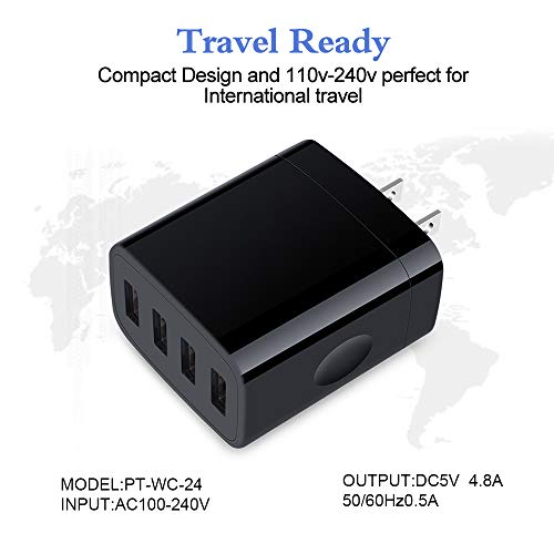 iPhone Charger Block, 4.8A Multi Port USB Wall Charger Plug Power Adapter - color: all black