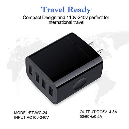 iPhone Charger Block, 4.8A Multi Port USB Wall Charger Plug Power Adapter - color: all black