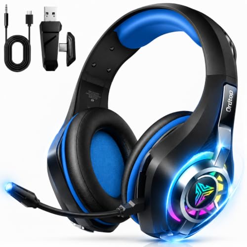 2.4GHz Wireless Gaming Headsets for PS5/PS4/Switch, New RGB Bluetooth 5.4 Noise Cancelling Gaming Headphones with 7.1 Surround Sound, 40mm Drivers, 276g Ultraligero, Memory Foam, 40Hrs Audífonos Gamer