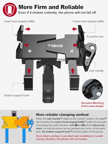 Tiakia Bike Phone Mount Holder, 360° Rotation for 4.5-7 Inch Handlebar - color: Black-1