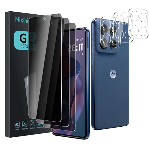 3 Pack Privacy Screen Protector for Motorola Moto G Stylus 5G 2025 With 3 Pack Camera Lens Protector, Anti Spy Tempered Glass Film, 9H Hardness, Black Protector, Anti-Scratch, Bubble Free - size: Moto G Stylus 5G 2025(3 Privacy Screen + 3 Lens)