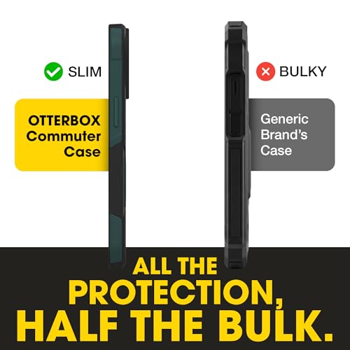 OtterBox iPhone 17e, 16e, 15, 14, 13 Commuter Series Case - Black & Green | 3X Military Drop Protection - Slim - Dual-Layer Shockproof Design - Pocket-Friendly - Raised Edges - Port Covers - color: Black/Green