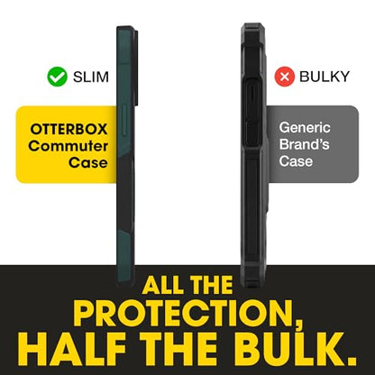 OtterBox iPhone 17e, 16e, 15, 14, 13 Commuter Series Case - Black & Green | 3X Military Drop Protection - Slim - Dual-Layer Shockproof Design - Pocket-Friendly - Raised Edges - Port Covers - color: Black/Green