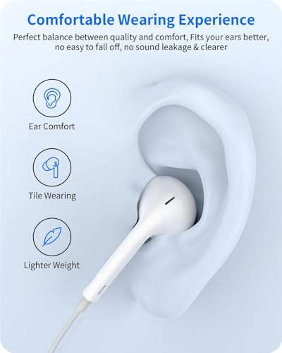 2 Packs USB C Headphones for iPhone 17/16/15 Pro Max Plus with Mic & Remote