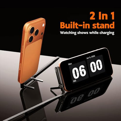 USB A to USB C Invisible Stand Charging Cable，65W Fast Charging Cable 5 FT，Built-in Phone Support Fast Charging Cord for Gaming Office Travel (Black) - size: 5FT(A-C)