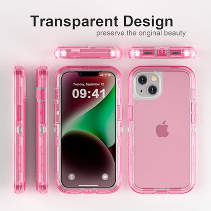 Follaroma for iPhone 13 Case, Heavy Duty Shockproof Protection Phone Cases, Anti-Drop, Dual Layer Transparent Protective Cover Compatible with iPhone 13, 6.1 inch, Crystal Pink - color: Pink, size: iPhone 13 6.1’