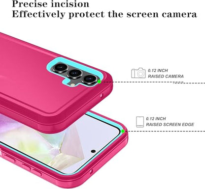 Qinmay Phone Case for Samsung Galaxy A37 5G Case with HD Screen Protector, Heavy Duty Shockproof & Dropproof 3-Layer Cover Phone Case for Galaxy A37,PinkSkyBlue - color: PinkSkyBlue