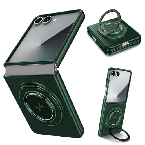 Magnetic Case for Samsung Galaxy Z Flip 7, [Compatible with MagSafe] Military Grade Shockproof Slim fit Samsung Z Flip 7 Phone Case with Magnetic Ring Kickstand, Green - color: Green, size: Samsung Galaxy Z Flip 7