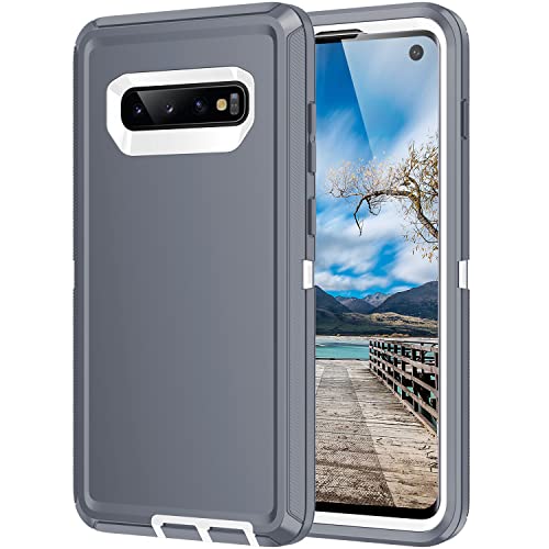 for Galaxy S10 Case,[Without Screen Protector] Heavy Duty Shockproof Dust/Drop Poof 3 Layers Full Bady Protection Rugged Cover Case for Galaxy S10 6.1",Grey - color: Grey/White
