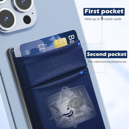 CloudValley Magnetic Wallet Compatible with MagSafe for iPhone 17/16/15/14/13/12 Series, 5 Card Stick on Back of Phone Credit Cards& ID Card Cell Phone Card Holder for Phone Case with Mag-Safe, Blue - color: Blue