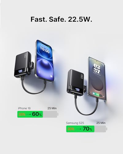 INIU Portable Charger, Smallest 20000mAh 22.5W Fast Charging Power Bank - color: Black