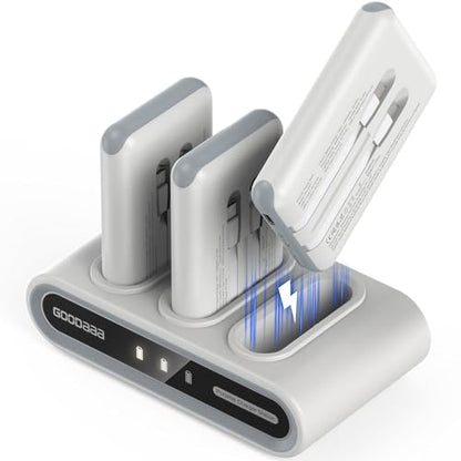 GOODaaa Portable Charger, 3-Pack 10000mAh Slim Power Bank Built in Cables - color: White