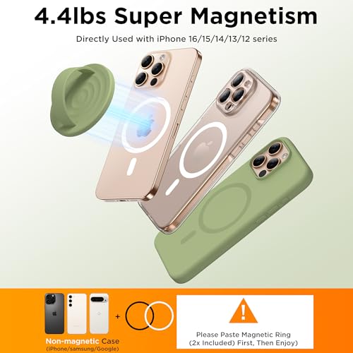 Magnetic Phone Grip for MagSafe, Silicone Ring Grip, Tea Green - color: Tea Green