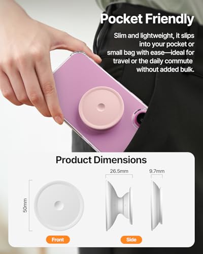 Sinjimoru 부드러운 실리콘 폰 그립 스탠드, 슬림 접착 홀더, 화이트 - color: 화이트.