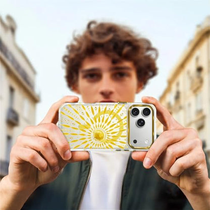 VisEnt Clear Case for iPhone 17 Pro Max, Magnetic Phone Case, Transparent Slim Cover, Military Grade Protection, Shockproof, Anti-Yellowing, Scratch Resistant, Folk Gold Sun - color: Folk Gold Sun, size: Iphone 17 Pro Max