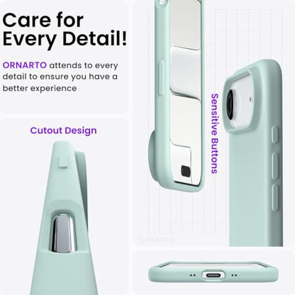 ORNARTO for iPhone Air Case 6.5", Slim Liquid Silicone 3 Layers Soft Gel Rubber Shockproof Protective Cover with Anti-Scratch Microfiber Lining-Mint Green - color: Mint Green