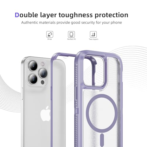 Magnetic for iPhone 14 Pro Case, Compatible with MagSafe, Shockproof Dustproof Drop Proof, Military Grade Double Layer Protection, Purple/Clear - color: Magnetic Purple/Clear, size: iPhone 14 PRO