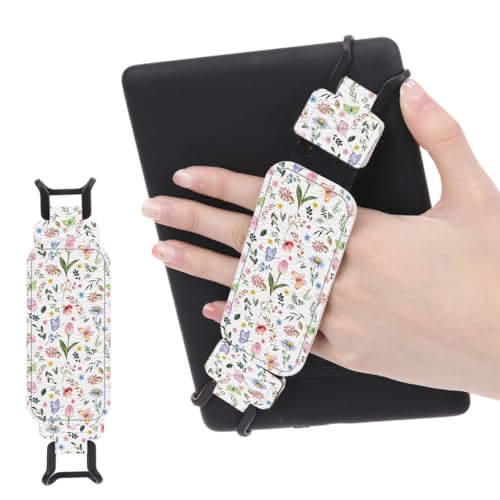 Secure Hand Strap for 6-7.5" Kindle and Tablets, Versatile Lightweight Faux Leather E-Book Grip Holder, Heavy-Duty E-Book Accessories for Reading Lover Gift (Butterfly Flowers) - color: Butterfly Flowers