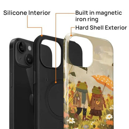 Magnetic for iPhone 14 Plus Case,[Compatible with Magsafe] Dual Layer Protective Heavy Duty Shockproof Rugged Drop Protection Bumper Hybrid Case - Rain Frog and Toad - color: Rain Frog and Toad, size: iPhone 14 Plus