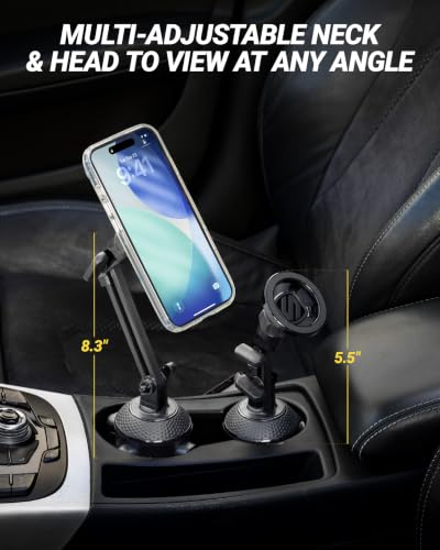 Scosche MagicMount Cup Holder Phone Mount with MagSafe, Adjustable Magnetic Car Mount with Stable Base and Flexible Arm, Compatible with PopSockets, iPhone 17 16 15 14 13, Includes MagSafe Ring - size: 1 Pack, style: Cup Holder