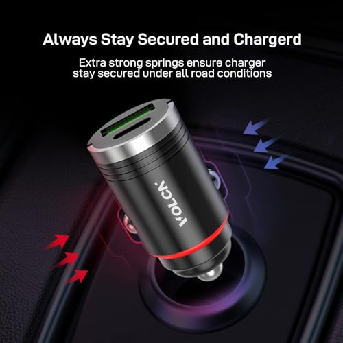 Dual Port Car Charger, [Matt Black] [2 Pack] USB A & USB C Car Cigarette Lighter Charging Adapter, 30W Fast Charging, PD&QC 3.0, Compatible with iPhone 16/15/14/13/12 Series, Samung, Pixel