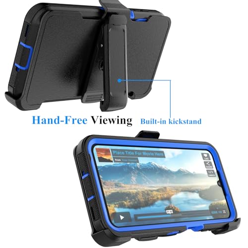 Njjex Rugged Case for Samsung Galaxy A16 5G, for Samsung A16 5G Case with Belt Clip Holster, Built-in Screen Protector Heavy Duty Shockproof Locking Swivel Holster Kickstand Hard Phone Cover [Blue] - color: Black/Blue