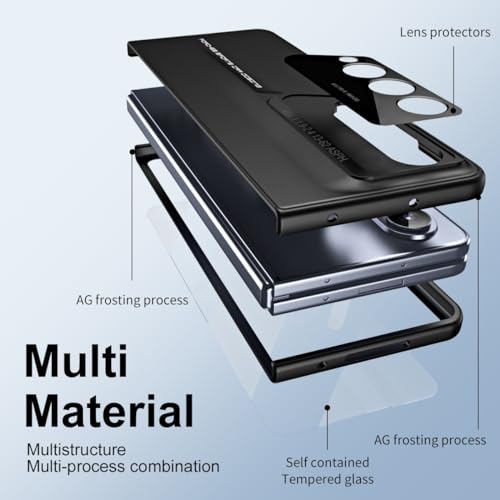 Smartphone Flip Cover for Samsung Galaxy Z Fold 4 Case with Built-in Screen Protector, Ultra Slim, Shockproof, Anti-Scratches, Hard PC Protective Phone Case for Galaxy Z Fold 4(Black) - color: Black