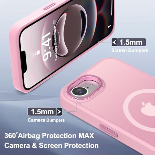 Newfuture Designed for iPhone 17e Case & iPhone 16e Case with Magnetic [13 FT Military Drop Protection] [Compatible with Magsafe] Translucent Shockproof with Anti-Fingerprint Phone Case, Chalk Pink | Military Drop Protection, Slim Matte Anti-Fingerprint,