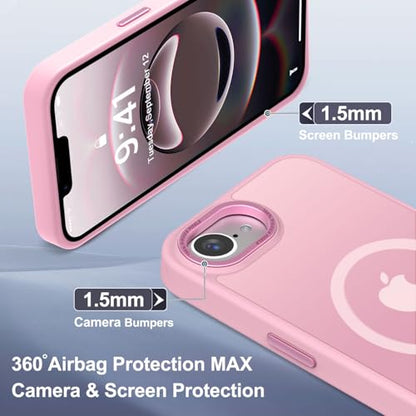 Newfuture Designed for iPhone 17e Case & iPhone 16e Case with Magnetic [13 FT Military Drop Protection] [Compatible with Magsafe] Translucent Shockproof with Anti-Fingerprint Phone Case, Chalk Pink | Military Drop Protection, Slim Matte Anti-Fingerprint,