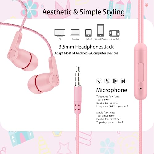 2-Pack Teens Wired Earbuds with Cases, 3.5mm School Headphones, Fairy tale - color: Fairy tale