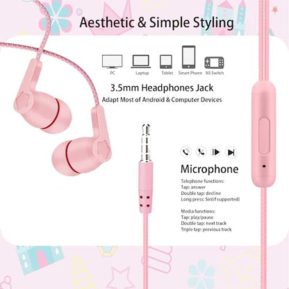 2-Pack Teens Wired Earbuds with Cases, 3.5mm School Headphones, Fairy tale - color: Fairy tale
